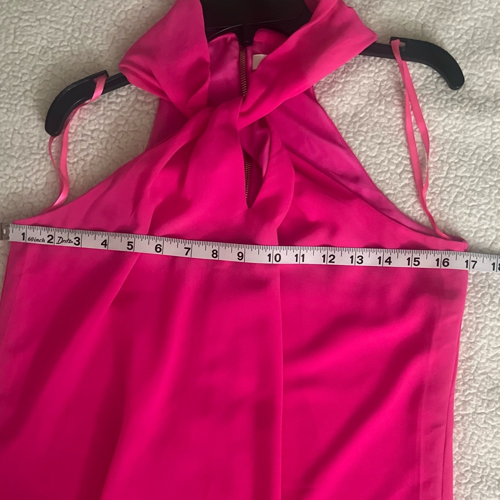 Twist-Neck Mini Dress in Bright Pink - Picture 6 of 8